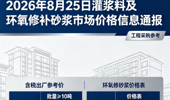 黑山2026年8月25日灌浆料及环氧修补砂浆市场价格信息通报